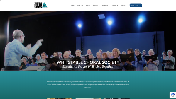 Screenshot of the Whitstable And District Choral Society website