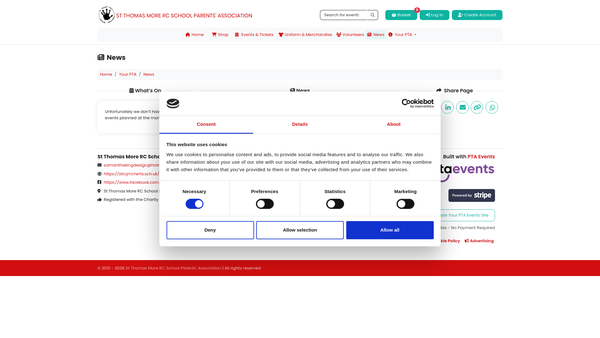 Screenshot of the St Thomas More School Letchworth Parents' Association website
