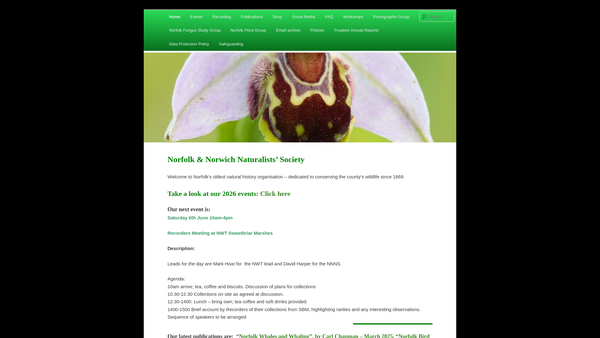 Screenshot of the Norfolk And Norwich Naturalists' Society website
