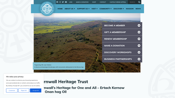 Screenshot of the The Cornwall Heritage Trust Limited website