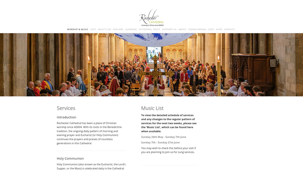 Screenshot of the The Rochester Cathedral Trust website