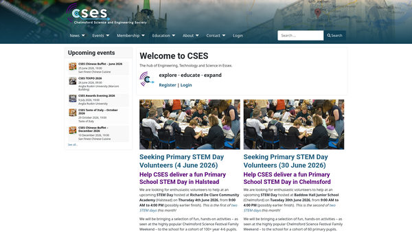 Screenshot of the The Chelmsford Science And Engineering Society website