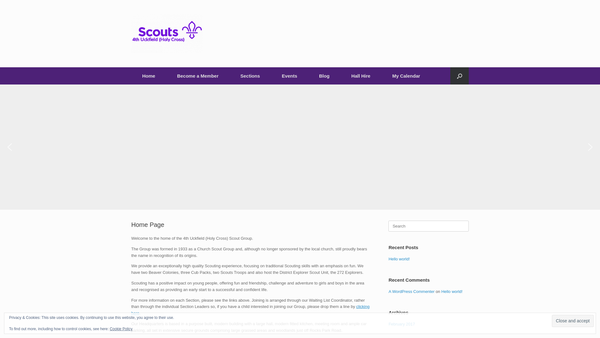 Screenshot of the 4th Uckfield (Holy Cross) Scout Group website