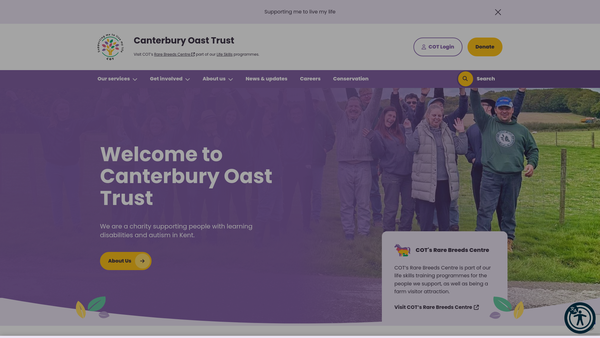 Screenshot of the Canterbury Oast Trust website