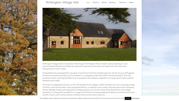 Screenshot of the Kirtlington Village Hall website