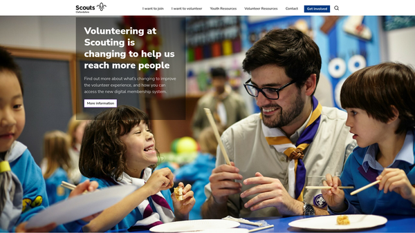 Screenshot of the Oxfordshire County Scout Council website