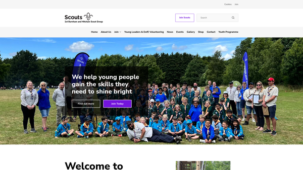 Screenshot of the 1st Burnham And Hitcham Scout Group website
