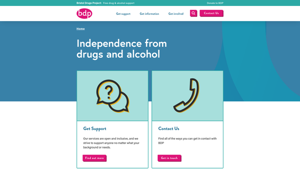 Screenshot of the Bristol Drugs Project Limited website
