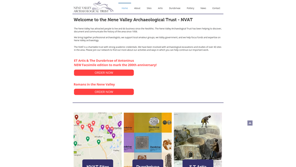 Screenshot of the Nene Valley Archaeological Trust website