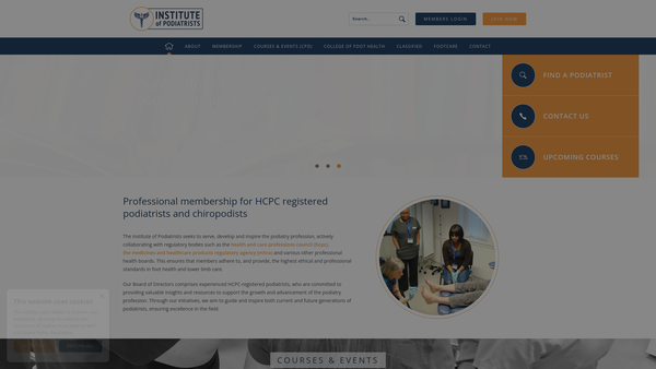 Screenshot of the Members Emergency Benevolent Fund of The Institute of Podiatrists website