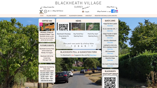 Screenshot of the The Blackheath Surrey Village Society website