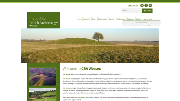 Screenshot of the Council For British Archaeology - Wessex Region website