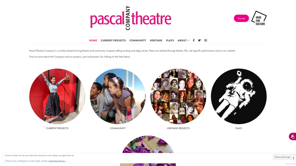 Screenshot of the Pascal Theatre Company website