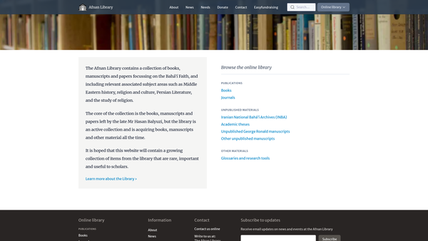 Screenshot of the The Afnan Library Trust website