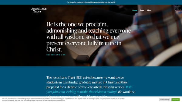 Screenshot of the The Jesus Lane Trust website