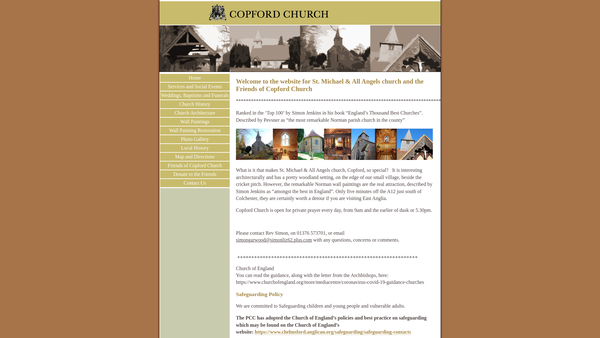 Screenshot of the Friends Of Copford Church website