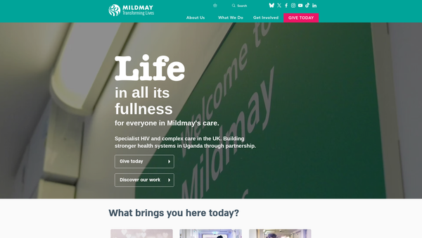Screenshot of the Mildmay Hospital website