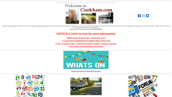 Screenshot of the Cookham Youth Project website
