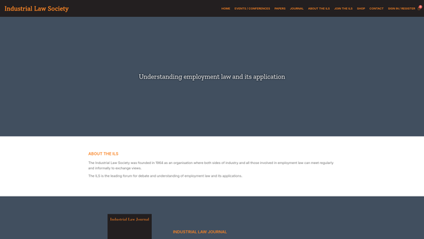 Screenshot of the Industrial Law Society website