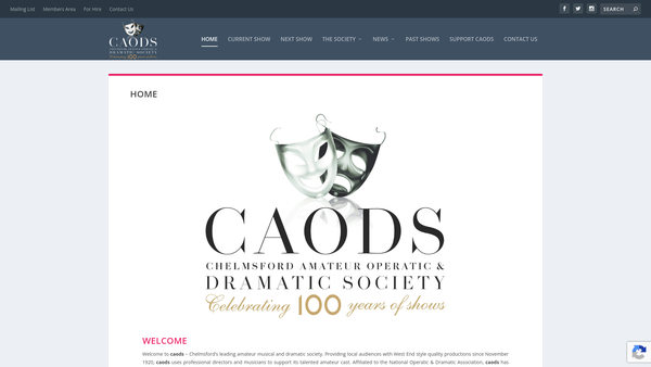 Screenshot of the Chelmsford Amateur Operatic And Dramatic Society website