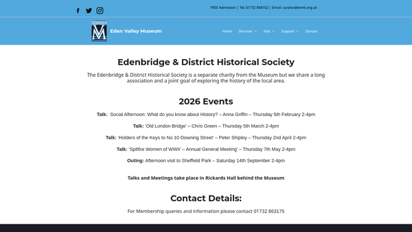 Screenshot of the Edenbridge And District Historical Society website
