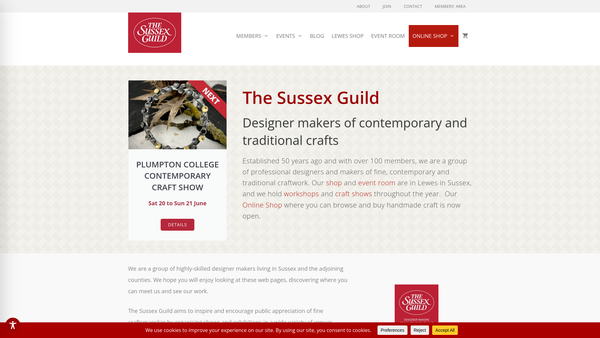 Screenshot of the The Sussex Guild website
