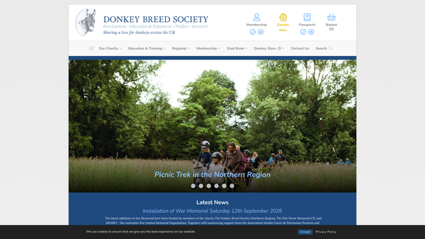 Screenshot of the Donkey Breed Society website