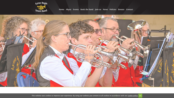 Screenshot of the The Lyme Regis Town Band website