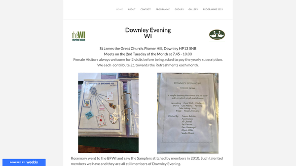 Screenshot of the Downley Evening Women's Institute website