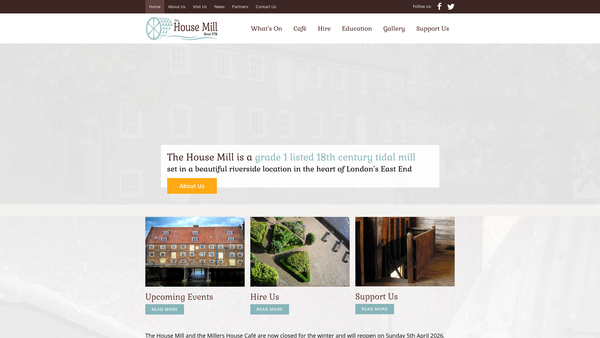 Screenshot of the House Mill Trust Ltd website
