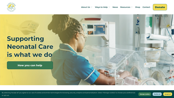 Screenshot of the The Oliver Fisher Special Care Baby Trust website