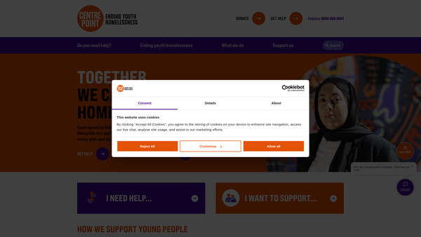 Screenshot of the Centrepoint Soho website
