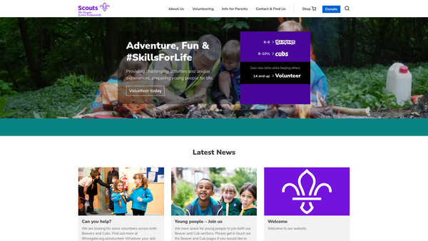Screenshot of the 9th Reigate Scout Group website