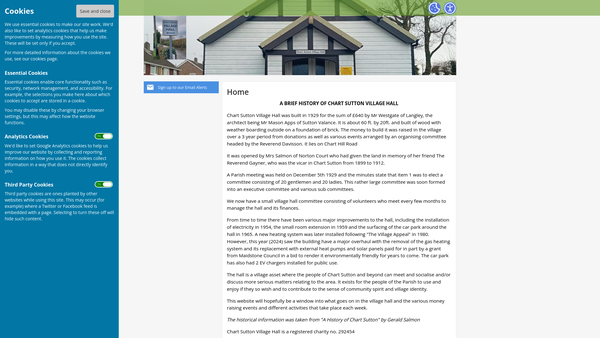 Screenshot of the Chart Sutton Village Hall website