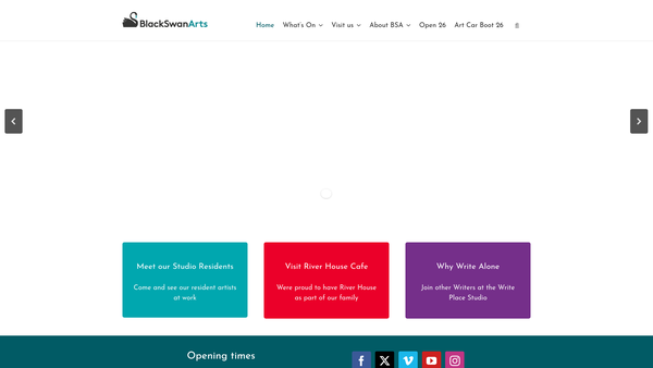 Screenshot of the Black Swan Arts Ltd website