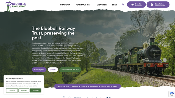 Screenshot of the The Bluebell Railway Trust website