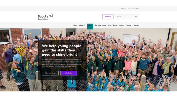 Screenshot of the 1st Ottery St Mary Scout Group website