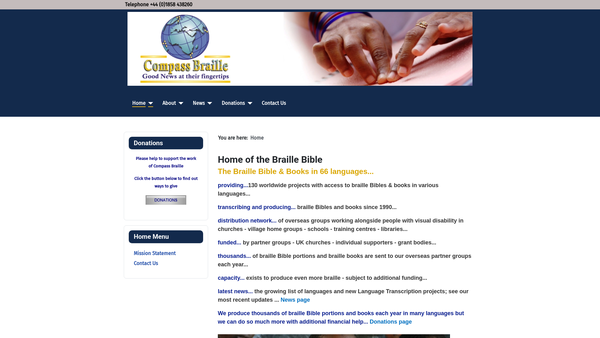 Screenshot of the Compass Braille website