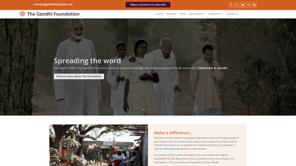 Screenshot of the The Gandhi Foundation website