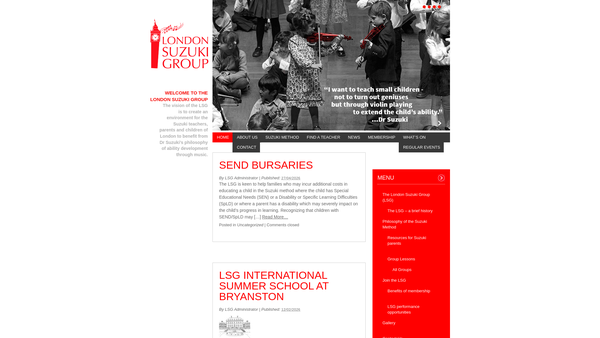 Screenshot of the The London Suzuki Group website
