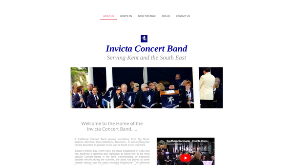 Screenshot of the Invicta Concert Military Band website