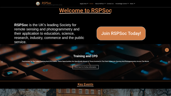 Screenshot of the The Remote Sensing And Photogrammetry Society website
