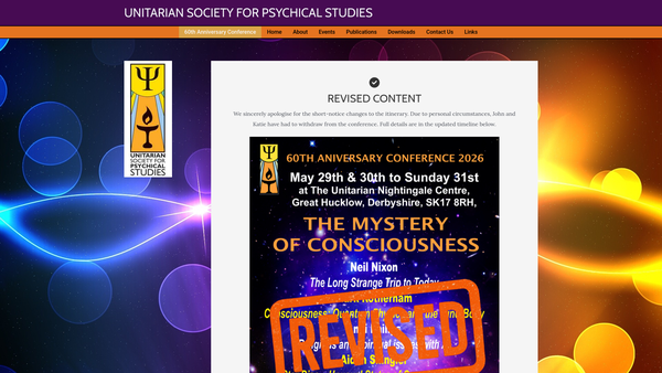 Screenshot of the The Unitarian Society For Psychical Studies website