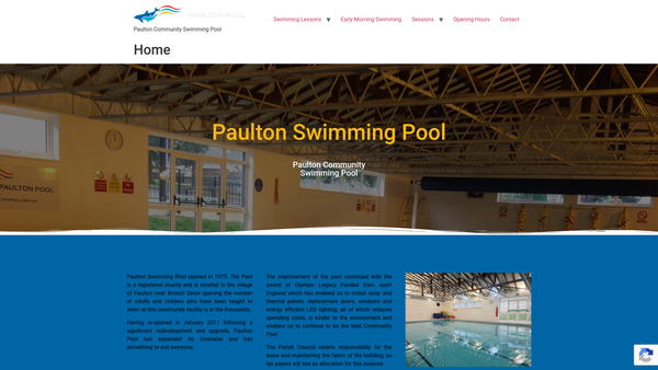 Screenshot of the Paulton Community Pool website
