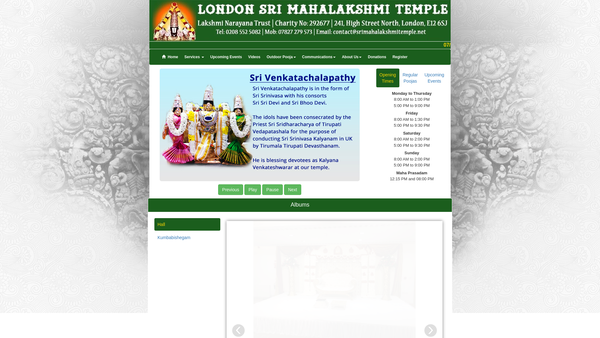 Screenshot of the Lakshmi-Narayana Trust website