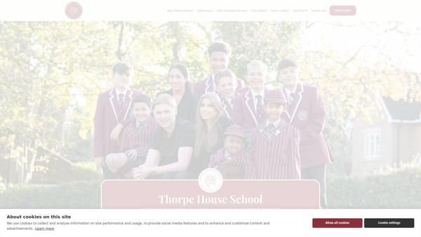 Screenshot of the Thorpe House School Trust website