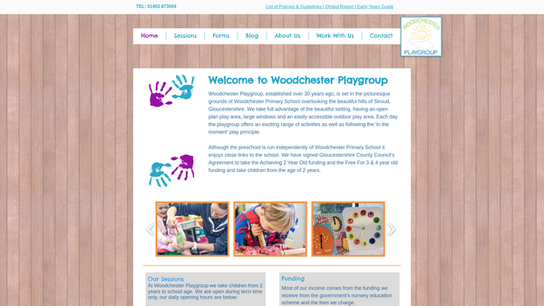 Screenshot of the Woodchester Playgroup website