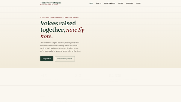 Screenshot of the The Northavon Singers website