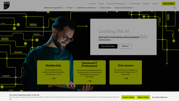 Screenshot of the The British Computer Society website