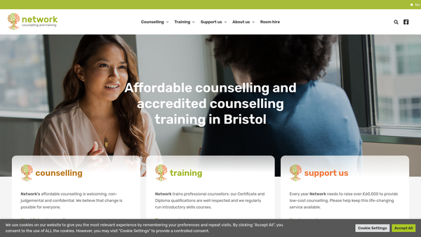 Screenshot of the Network Counselling And Training Limited website